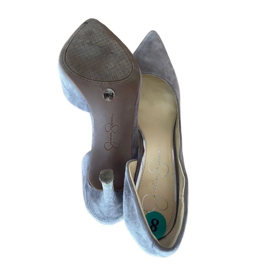 Jessica Simpson Womens Gray Suede Pointed Toe Stiletto Heel D'Orsay Pump Size 8